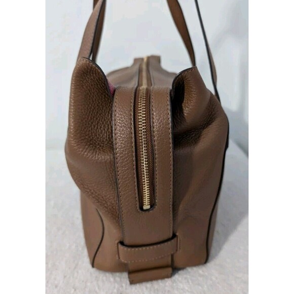 Tory Burch Perry Leather Satchel Bag Brown Moose w/ Red Interior - Picture 4 of 13